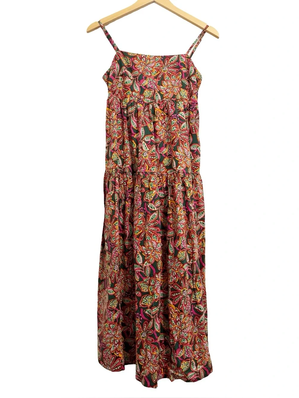 J. Crew Floral Tie Back Tiered Green Misi Dress NWT 0P Petite